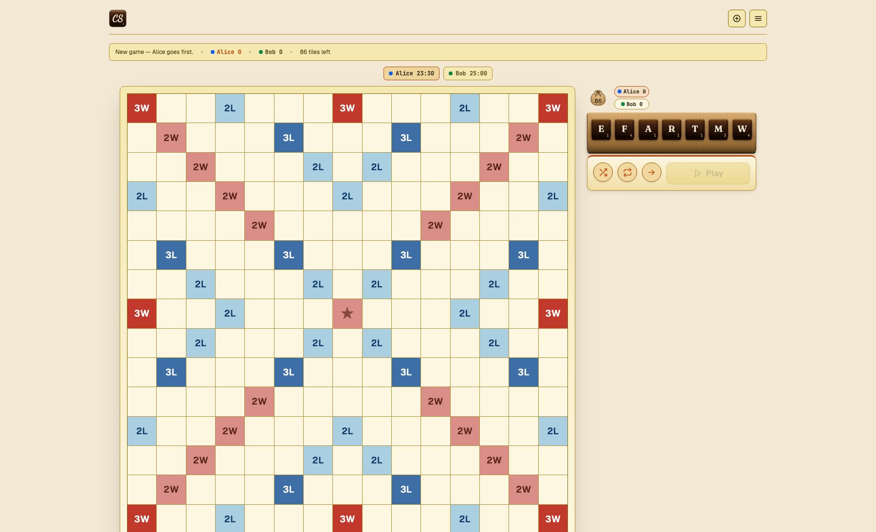 Tournament mode showing chess clocks counting down for both players